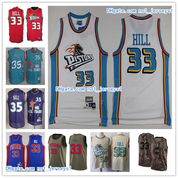 

custom jersey mens women youth detroit pistons 33 grant hill 35 grant hill red throwback basketball edition nba jerseys, Black