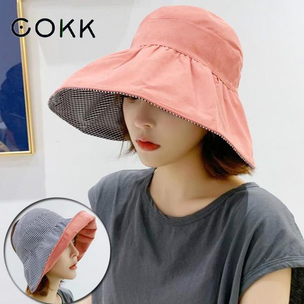 

cokk summer hats for women girls parent child sun hat empty sun visor foldable fisherman hat outdoor travel beach hat cap y200714, Blue;gray