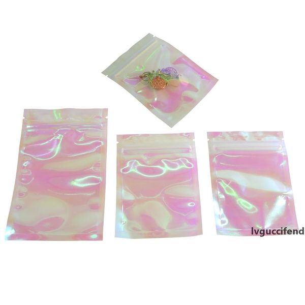 

iridescent self seal bag pouches cosmetic plastic laser iridescent bags holographic makeup bags hologram zipper bags lx2914