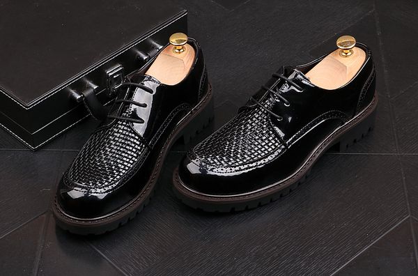 

men's summer deodorant round head hollow shoes fashion business men casual shoes leather soft men's retro british style, Black