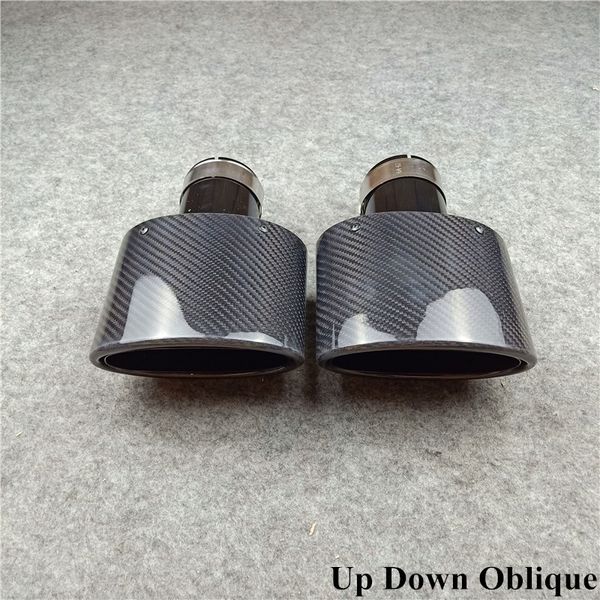 

1 piece oval style carbon fiber exhaust pipe muffer tip car universal glossy black stainless steel tail tips