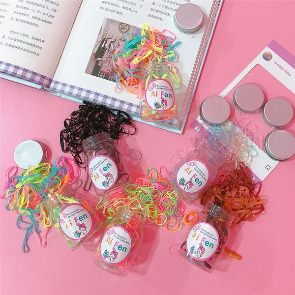 

japanese korean cartoon girl children candy color barreled disposable baby hair hair rubber band color rubber band female, Slivery;white