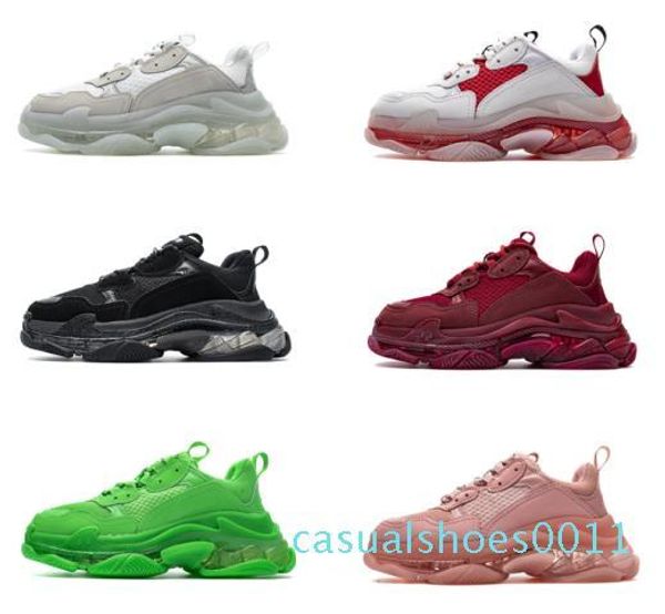 

2019 paris 17fw triple s crystal bottom casual shoes luxury designer dad shoes for men women vintage old grandpa trainers sneakers 11c