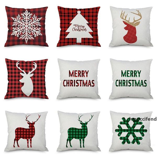 

christmas pillow case cushion covers xmas tree snowflakes reindeer elk plaids art cushion cover sofa linen pillow case 23 style wx9-1061