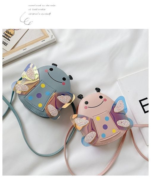 

2020 kids cartoon messenger bags girls fashion shoulder bags new designer handbags children cartoon bee shiny bag child fashion coin purse, Black