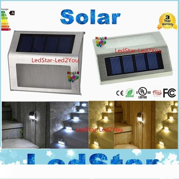 

high bright 2led solar powered stainless steel outdoor corridor pathway stairs driveway flowerbeds superior durable white light lamp