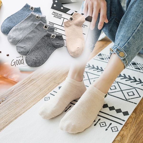 

summer men's alien bamboo cotton boat cloth label boat socks thick line solid color cotton socks, Black