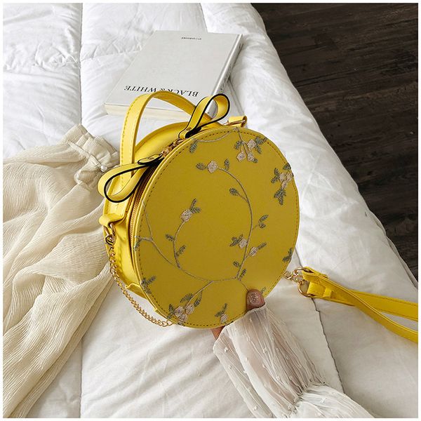 

sweet lace round handbags pu leather women crossbody bags female zipper small flower shoulder
