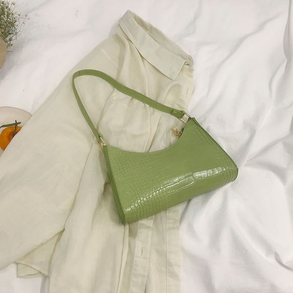 

fashion baguette shape women shoulder bags designer handbags luxury alligator pu leather lady messenger bag female small purses