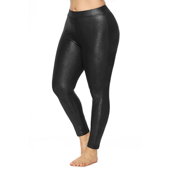 

5xl plus size women leggings high waist stretch trousers pants ankle length female casual gym ladies solid color fitness long pants, Black