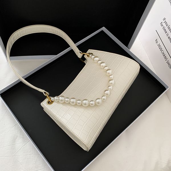 

retro women shoulder bag pearl strap clutch purse summer solid color handbag women bags designer leather shoulder purses