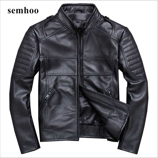 

men's fur & faux spring autumn 100% genuine leather jacket men winter clothes 2021 streetwear moto biker natural real cow coat 820, Black