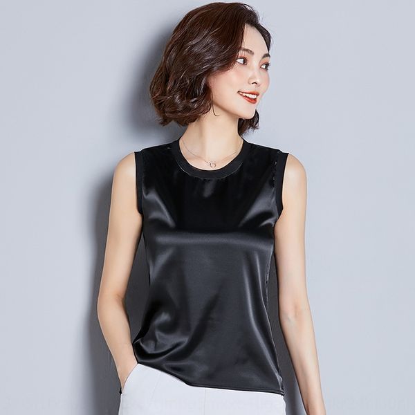 

spring and summer new round neck sleeveless vest vest satin t- slim base shirt satin t-shirt slimming solid color for women, Camo