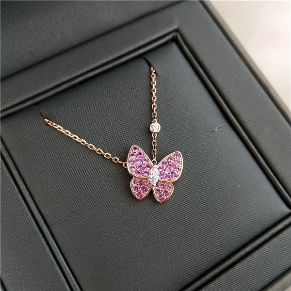 

white diamond green diamond pink diamond gold silver s925 necklace over drilling butterfly carbon chain length of the drill can be adjusted