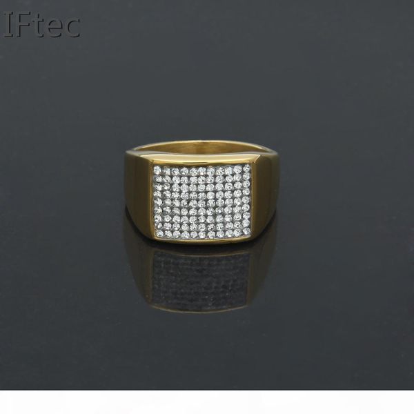 

punk rock style gold iced out ring mens fashion chunky finger bling hip hop ring size 7 9 12 retro titanium steel rings, Silver
