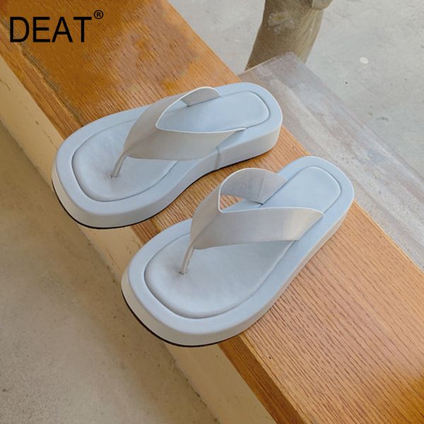 

deat]2020 new spring summer square toe shallow pu leather candy colors thick bottom flip flops slippers women shoes tide 10i525, Black