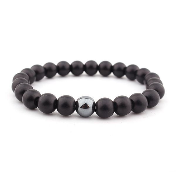 

men beaded gift bracelet yoga jewelry black energy onyx matte boyfriend