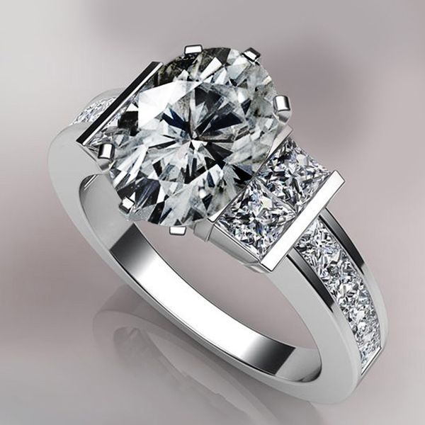 

aprilgrass brand classic irregular wedding rings for female with triple cubic zircon stone micro paved brilliant women finger rings hot, Slivery;golden