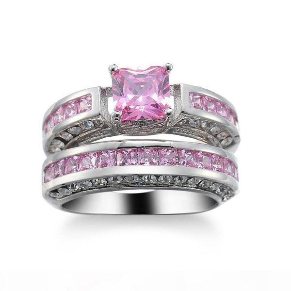 

pink zircon sets ring women diamond rings jewelry manufacturers custom-made, Golden;silver