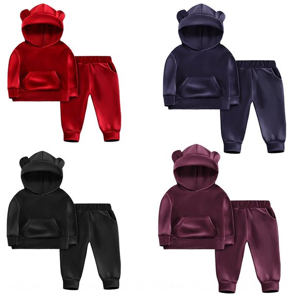 

children's 2019 new boys' clothes children autumn gold children's piece set 2019-piece set velvet two-piece