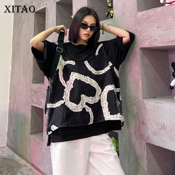 

xitao печати pattern t shirt плюс размер письмо пуловер богиня вентилятор повседневный 2020 summer small fresh minority сыпучие тенниска dzl, White
