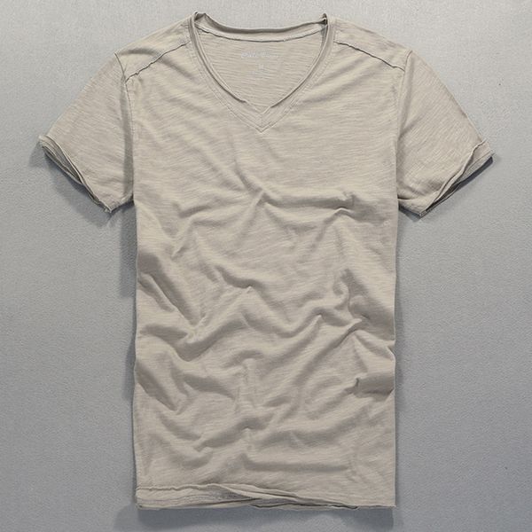 

men's summer fashion brand japan style simple design solid color v-neck cotton slim fit short sleeve tshirt male casual tees, White;black