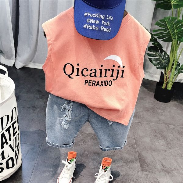 

boys' summer pants two 2020 new style sleeveless children korean style boys' loose vest vest suit