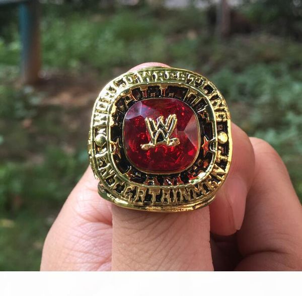 

a 2008 wrestling federation hall of fame championship ring with wooden display box souvenir men fan gift 2018 2019 wholesale drop shipp, Golden;silver
