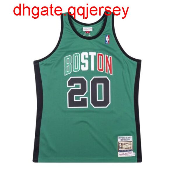

ay allen #20 mitchell & ness green 2007-08 jersey throwbacks vest stitched basketball jerseys, Gray
