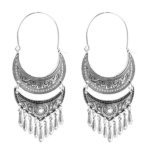 

eh7634 exaggerated alloy multilayer tassel earrings women's fashion bohemia, Golden