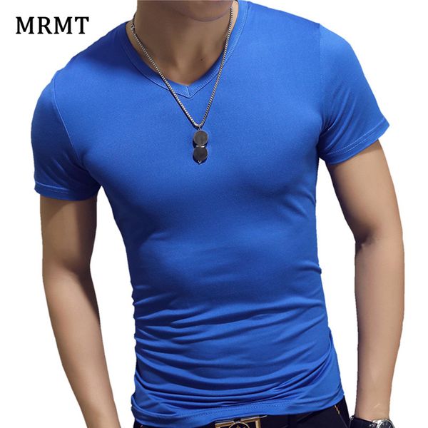 

mrmt 2020 brand new men's short sleeve t shirt neck slim color bottoming t-shirt for male youth tshirt, White;black