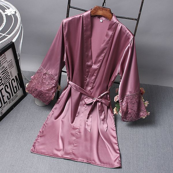 

women's sleepwear 2021 spring summer women satin silk nightgowns nightshirts female loose sleepshirts ladies bridemaid with sashes, Black;red