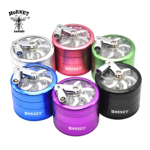 Hornet Manual Metal Herb Terb Truber 4 Parts Aluminium Tobacco Тобац Тобак с Кричкой Специя Миллер Дробилка Аксессуары