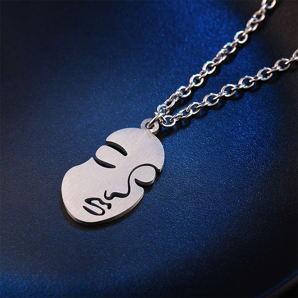 

necklace mens stainless steel hip hop steampunk necklaces fashion frosty beauty face girl necklaces pendants jewelry for neck, Silver