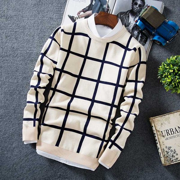 

tg6212 wholesale 2020 new checked sweater thickening male han edition men's sweater knit the autumn autumn fashion, White;black