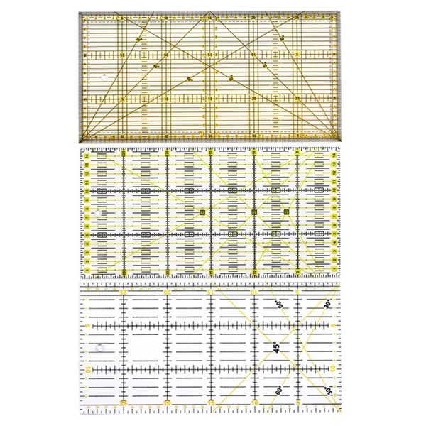 

rectangle diy quilting sewing patchwork foot aligned ruler grid cutting tailor craft scale patchwork measuring rule sewing tools, Black