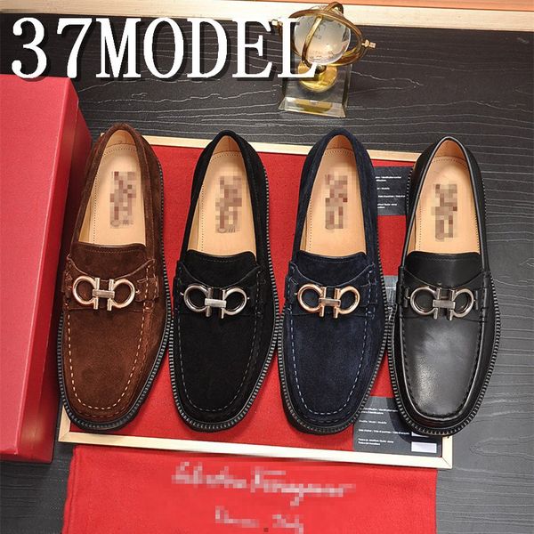 

20ss luxurious men dress shoes men slip on formal wedding shoes pointed toe fashion genuine leather flats oxford business shoes size 38-45, Black