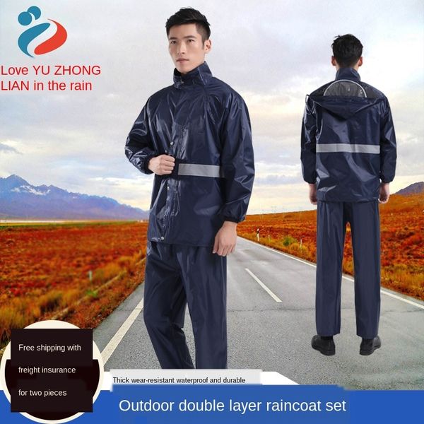 

yzqwy fashionable raincoat and rain pants split suit outdoor labor protection motorcycle riding reflective motorcycle electric vehicle elect, Black