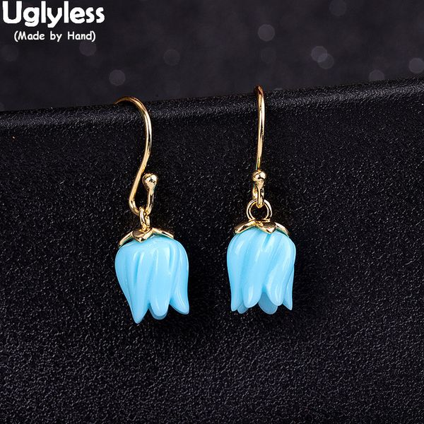 

uglyless pretty lily of the valley flower earrings for women turquoise floral earrings 925 silver brincos ethnic fashion jewelry