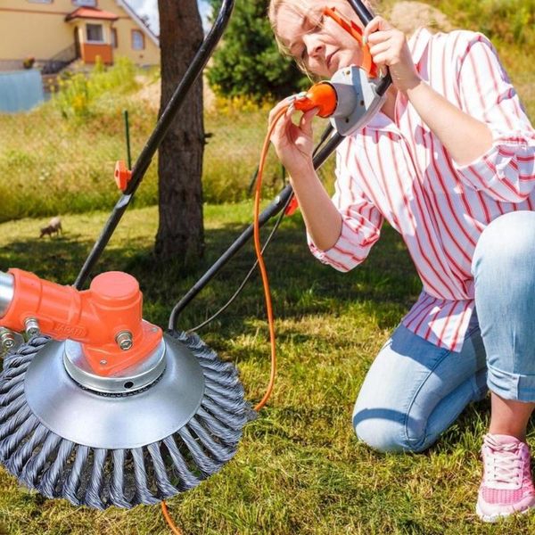 

stainless steel wire grass weeding wheel removal grass tray plate lawnmower for household garden decoration