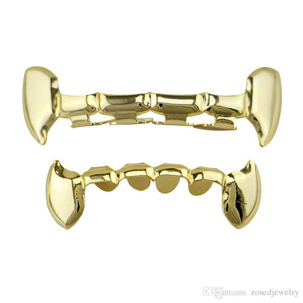 

hiphop explosion grills set gold silver black color crown half teeth bloodsucker dental grills bottom false tooth grill