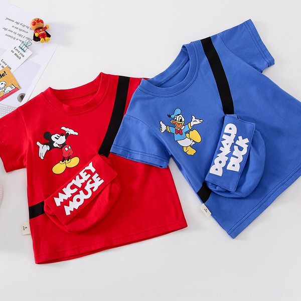 

girls shor sleeve 2020 newmouse children's wear coon korean t-shir girls summer children's wear satchel t-shirt satchel short t, Blue