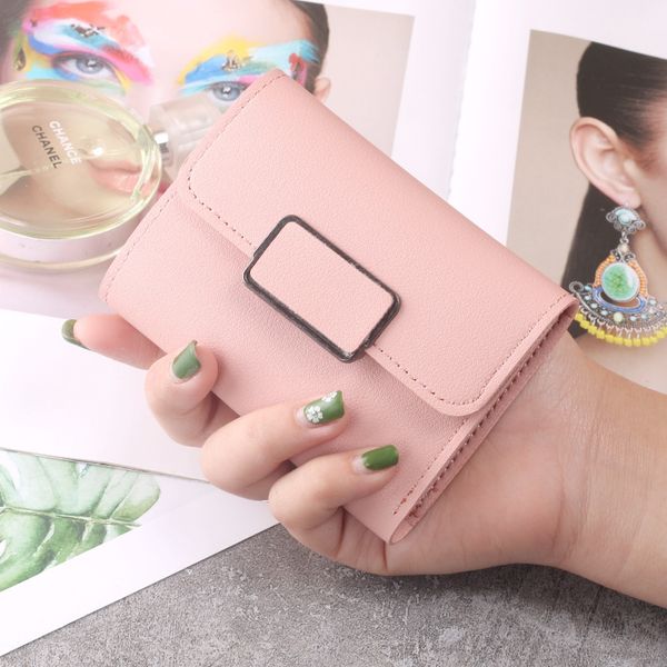 

new women's wallet simple square short card bag korean hipster card bag wallet, White