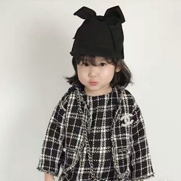 

korean new parent-child butterfly wool wool boys' and girls' bow tie woolen hat knight hat, Blue;gray