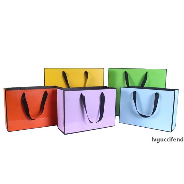 

100pcs/lot 4 size new creative design black border colorful kraft paper bag with handle wedding party favor paper gift bag
