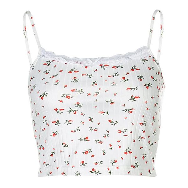 

womenÂ´s summer casual tank floral vest lace straps t shirt cami, White;red