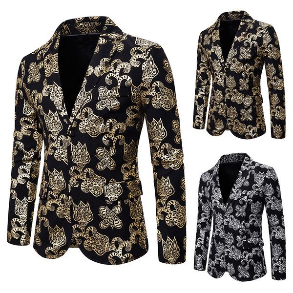 

mensslim-fit fashion gilded printed suit dress costume coat x127, White;black
