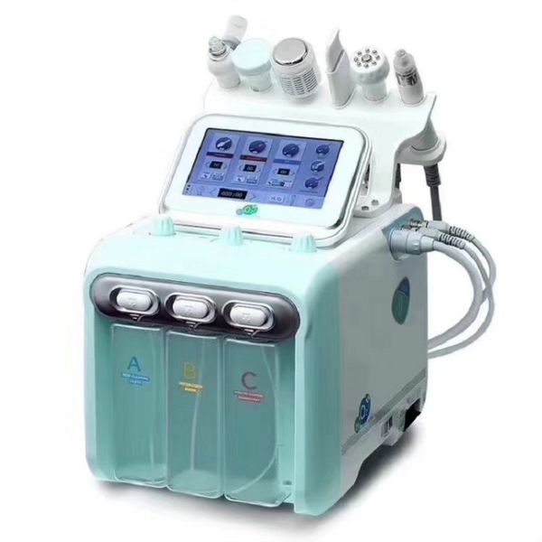 

6 in 1 new h2-o2 hydra+oxygen spray aqua peel hydro facial machine ultrasonic skin scrubber rf bio beauty machine