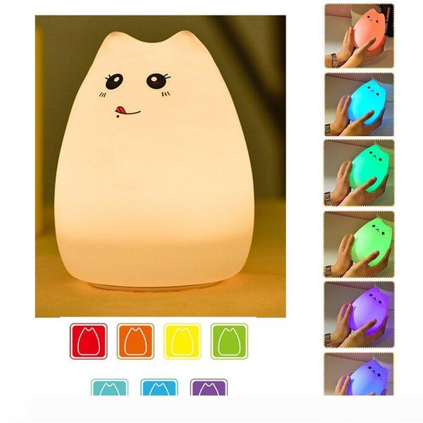 

silicone animals led 7-color breathing light children's night lights touch sensor vibration desk lamp night lights - usb rechargeable -