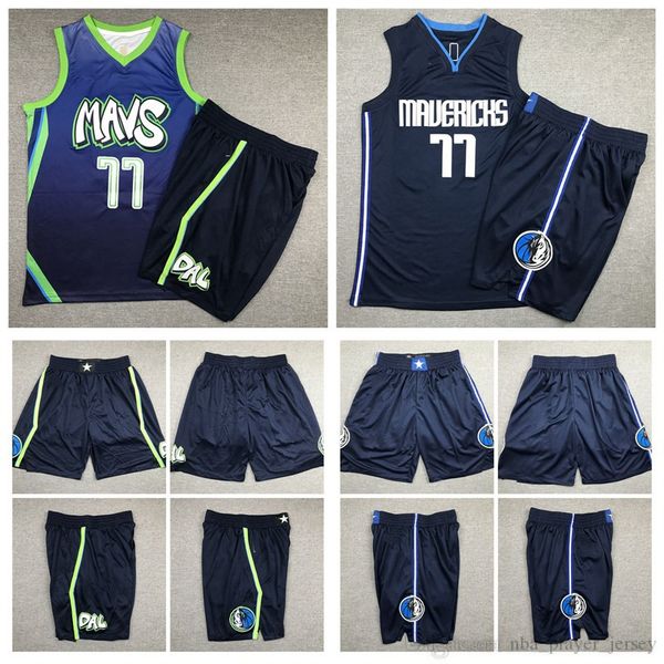 

majestic vancouver dallas mavericks dirk nowitzki 77 doncic 6 porzingis breathable pants sweatpants classic basketball shorts, Black